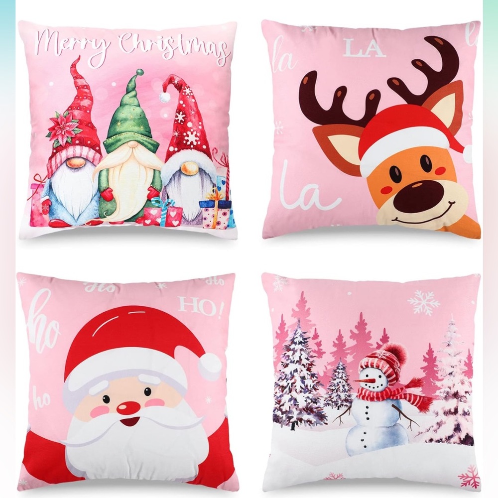 Christmas Pink Pillows. set of 4